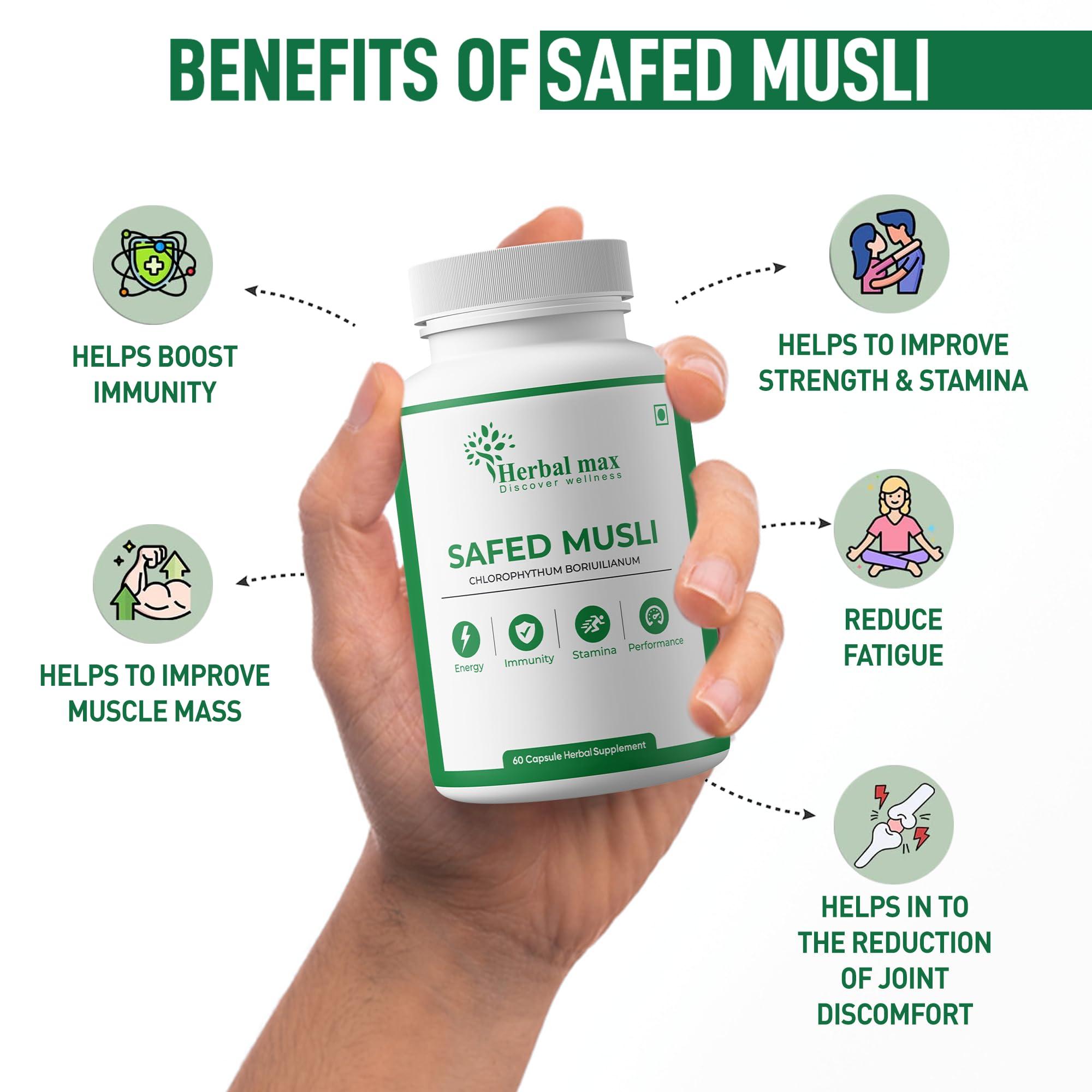 Herbal max Herbal max Organic Safed Musli Root Powder - 100 gm | Ayurvedic Support for Vitality & Performance | Herbal Supplement | Strength & Stamina