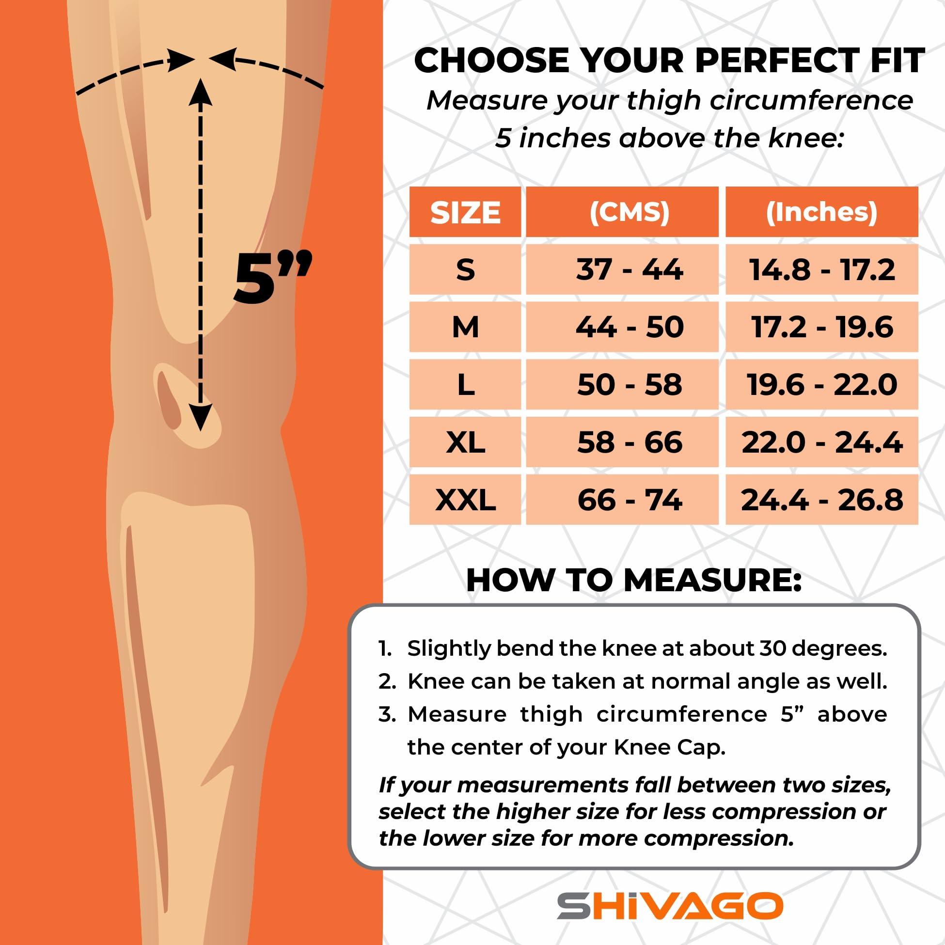 SHIVAGO Shivago 3D Seamless Compression Knee Cap for Men, Women, Gym. Sports | Pain Relief Knee Support | Knee Sleeve Leg Braces | Knee Socks (SVGVCT0032, L)