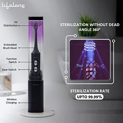 Lifelong Lifelong Electric Toothbrush with UV sealed Sterilization|Free Clove Dental Care Plan|3X Plaque Removal | Ideal for Sensitive Gums & Teeth, Fresh Breathe & Brighter Smile |1 Handle,2 Brush Heads,1 Charging cable,1 tongue cleaner| Upgrade to Advanced