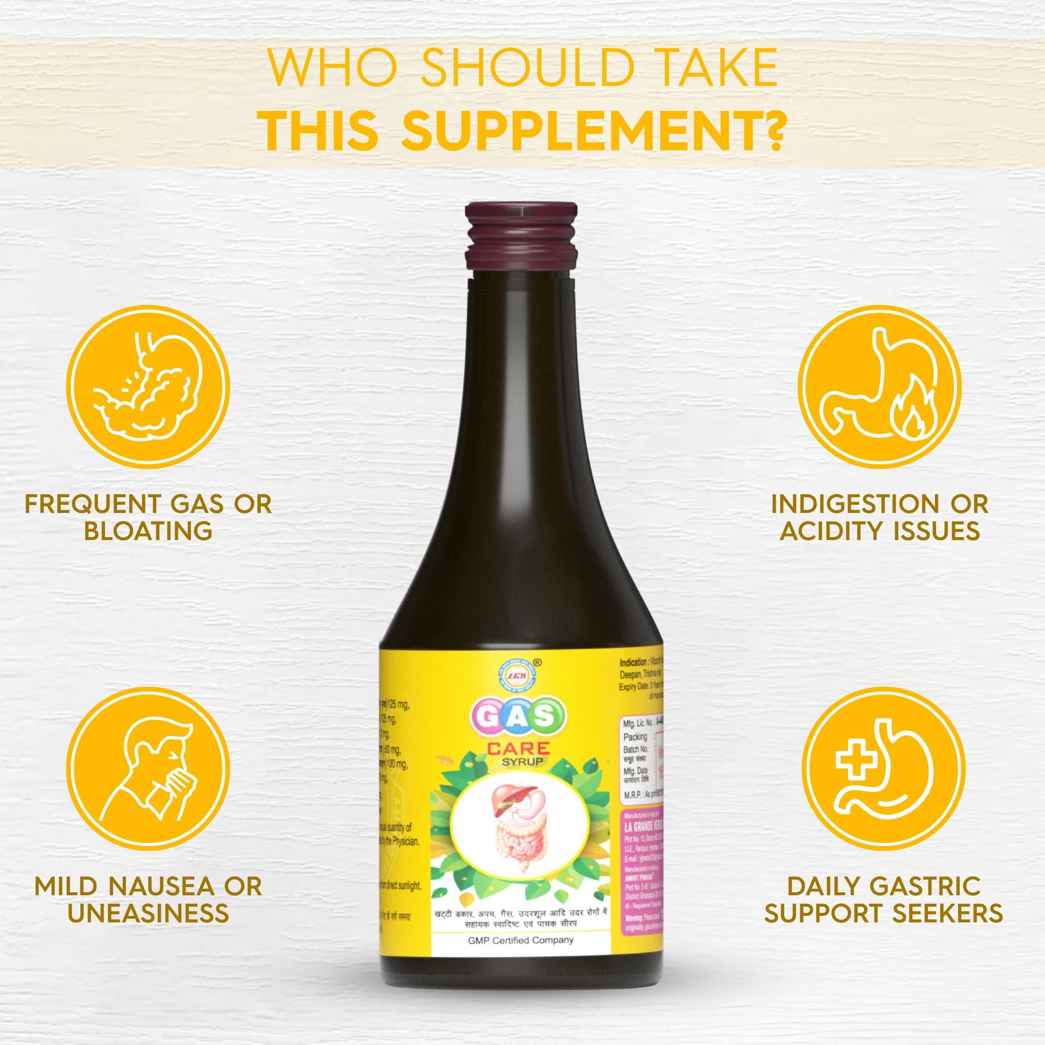 Generic Gas Care Syrup 200ml Herbal Digestive Support for Gas Relief, Acidity Calm, & Bloating Relief | Pure, Chemical-Free | Comfort After Every Meal