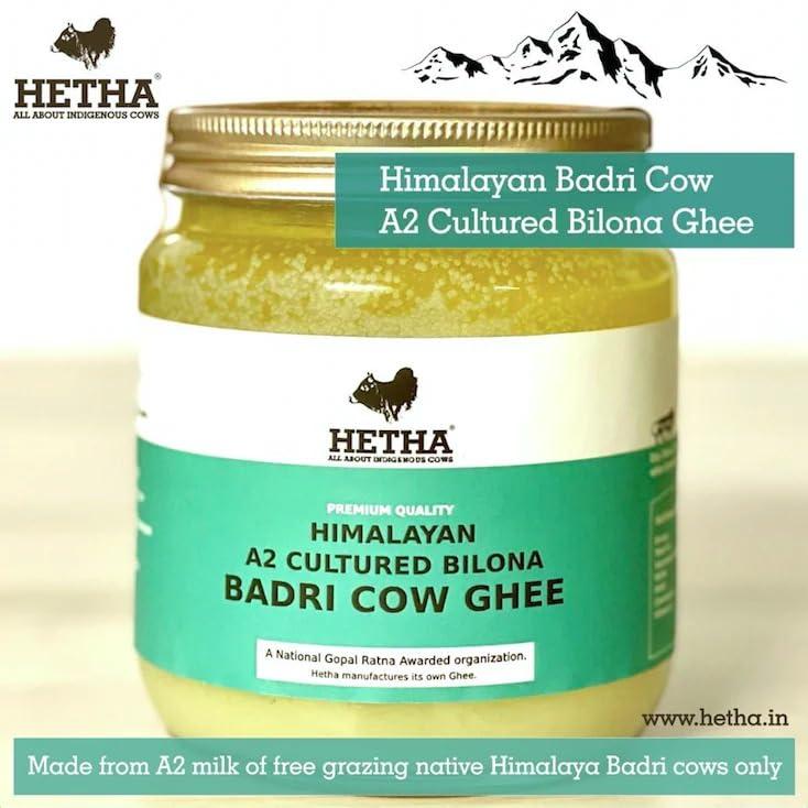 Hetha Hetha Organics Himalayan Pahadi/Badri Desi Cow Bilona A2 Cultured Ghee Made In Brass Utensil (Peetal Kadhai) Single Origin - 500Ml
