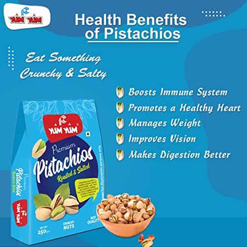 Yum Yum YUM YUM Premium Dry Fruits Combo Pack of 4 | California Roasted Almonds 250g, Roasted Cashew 250g,Roasted Salted Pistachios 250g, Walnut Kernels 250g| Total 1kg | Healthy Dry Fruits Snacks | kaju, Badam, Pista, Akhrot Giri Combo