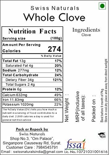 Swiss Naturals Swiss Naturals Whole Cloves | Laung | Lawang,100g