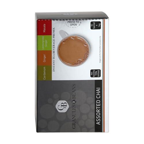 GnB GRANULES n BEANS GnB GRANULES n BEANS Assorted Chai Instant Tea Premix - (10 Sachet X 14 Gram = 140 Gram) (Pack Of 2) (Cardamom, Ginger, Lemongrass Ginger, Masala)