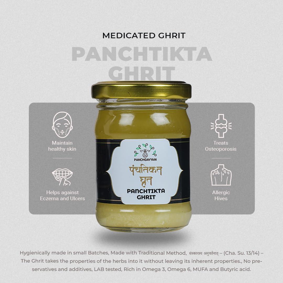 PANCHGAVYAM Panchtikta Ayurvedic A2 Medicated Ghrit/Ghee| Panchkarma Ayurveda Ghee/Ghee | Enriched with Natural Herbs | Osteoporosis Supplement for Bone Health | Cartilage & Joint Support Supplement | Menopause Care and Osteoporosis Supplement | Relief From Nigh
