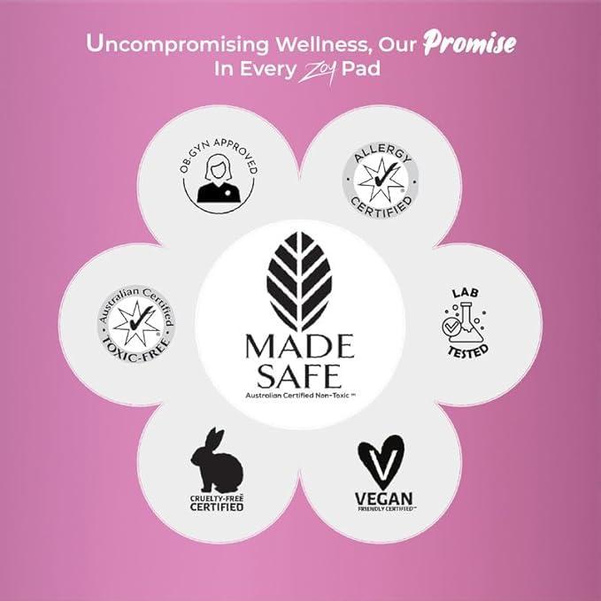 ZOY ZOY Premium Soft Sanitary Pad For Women | Made Safe Certified, High Absorption, Ultra Thin, Breathable, Leak Lock, Toxic Free, Rash Free, Allergy Free, Clinically Tested, Gynaecologist Recommended | Size - Size - Large, Medium Flow, 290mm | Pack of 1