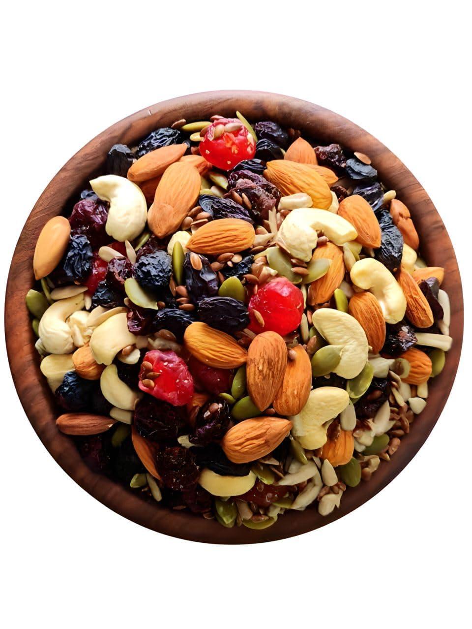 MEEWA THINK FRESH THINK US Meewa 1 Kg Mix Dry Fruits | 15 In 1 Dry Fruits, Seeds, Berries Mix like Almond,Cashew,Walnut,Cranberry,Pumpkin & Sunflower Seed,Green Raisins,Flax Seeds,Black Current,Zahidi Dates, Dried Berries