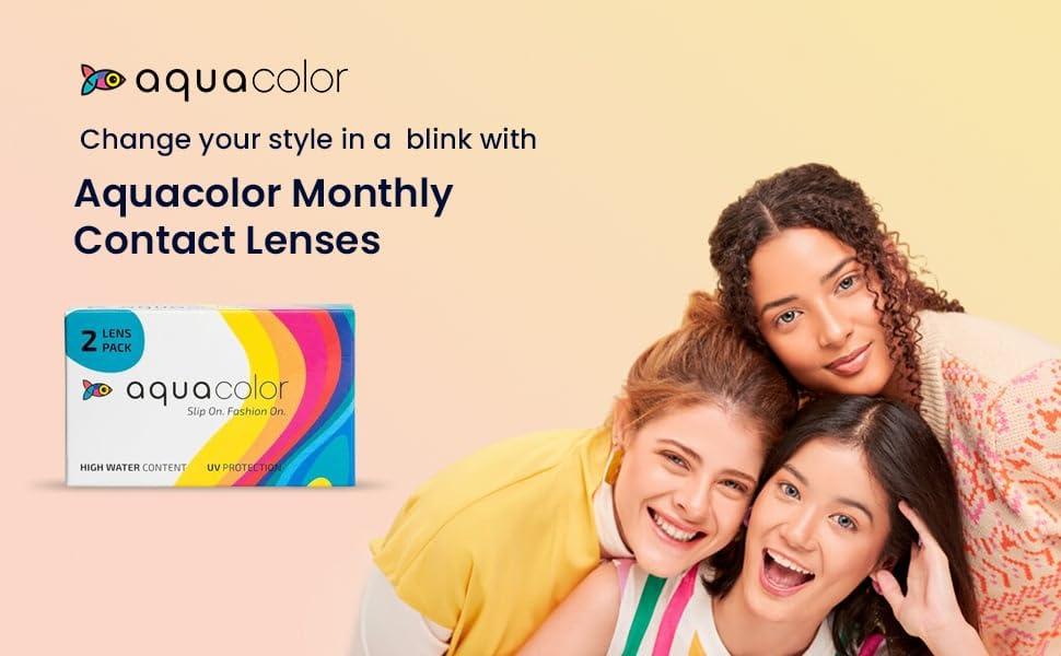 AQUALENS CONTACT LENSES AQUALENS CONTACT LENSES Aquacolor Monthly Disposable Colored Lenses With 0 Power-Venus Grey-(2 Lens/Box)