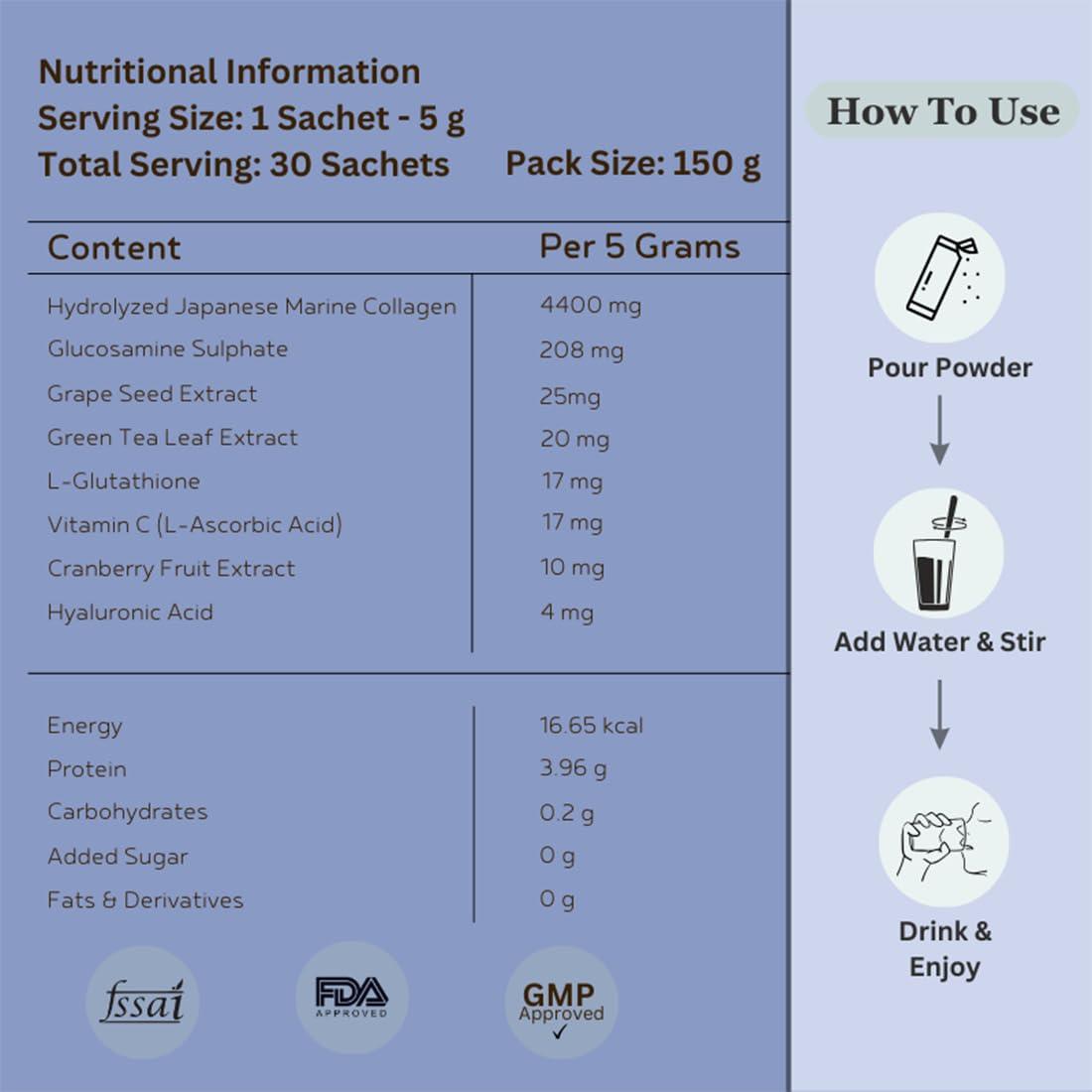 INJA Wellness INJA Wellness Life Marine Collagen Supplement Powder for Women & Men, Japanese Collagen with Original Formulation, Healthy Skin, Joints, Hair Growth, Zero Sugar, Blueberry Flavor, 150 gm