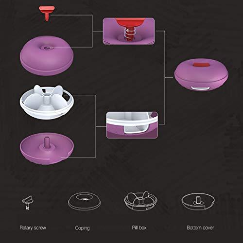 Anjetan Anjetan Round Pill Organizer Airtight 4 Grids Daily Pill Box Pill Container for Pill Divided Pill Organizer Circle Pill Container