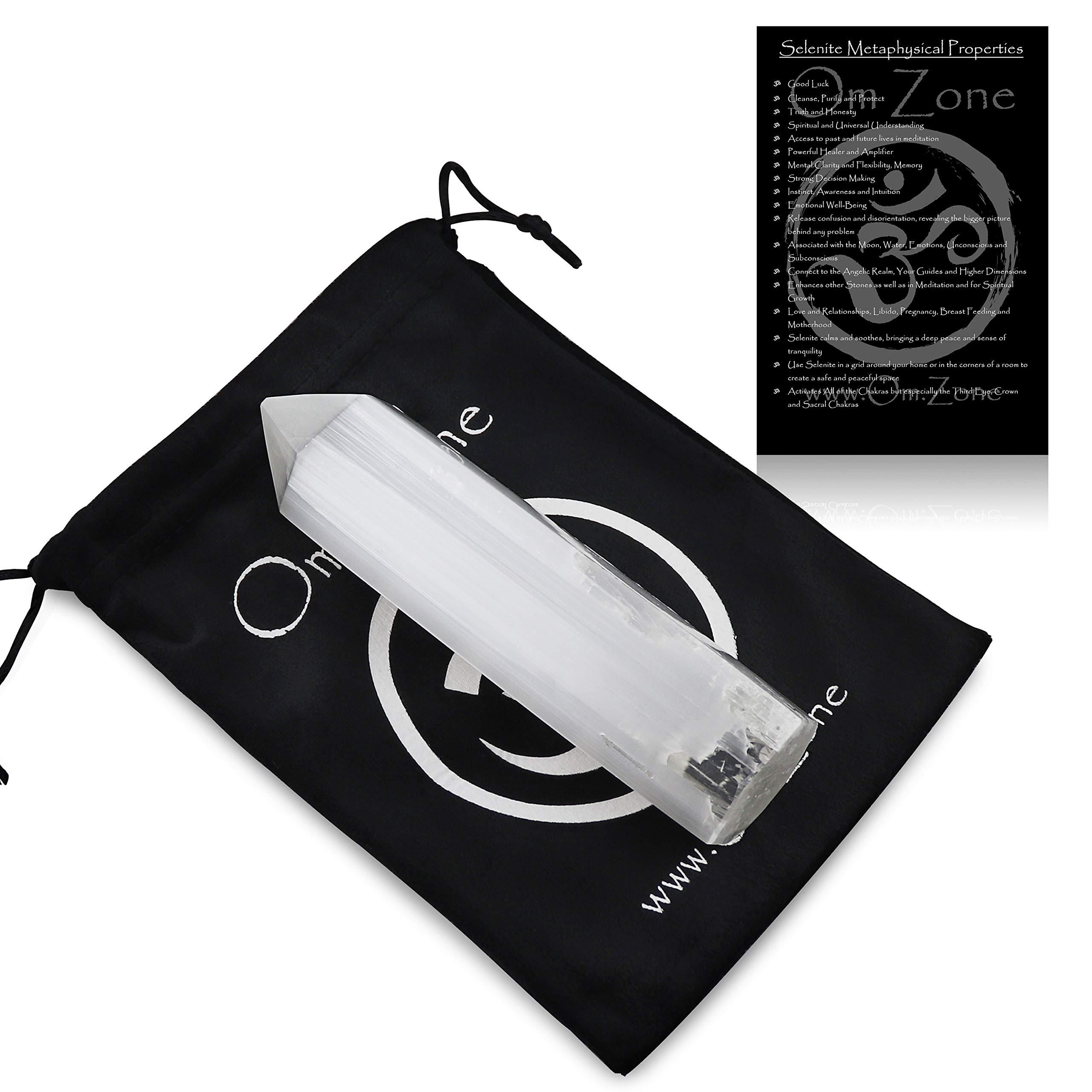 Om Zone Om Zone 6-inch Moroccan Selenite Tower Large Crystal Point Wand Generator Obelisk for Energy Cleansing, Meditation, Reiki, Intuition, Spiritual Healing, Collection of Healing Crystals and Stones. (1)