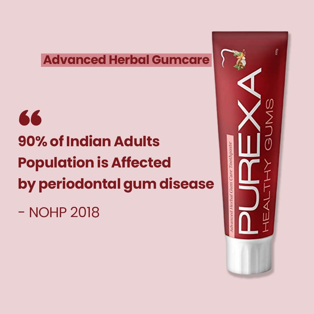 PUREXA Purexa Healthy Gums Toothpaste & Gum Serum With Two Bamboo Toothbrush | for puffy, swollen and Bleeding Gums and Daily Gum Protection with Walnut, Almond, Tumbru, and Babool for Men & Women