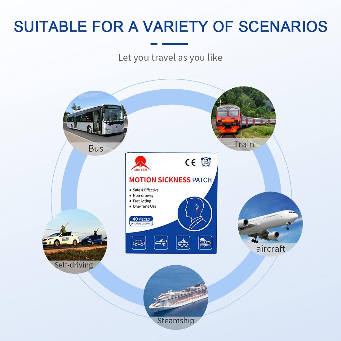 MT Healthy MINTER 40ct Motion Sickness Patch for Cruise/Plane/Train/Bus, Seasick Patches Anti Nausea Patches Behind Ear, Sea Sickness Patches with Waterproof and Non Drowsy