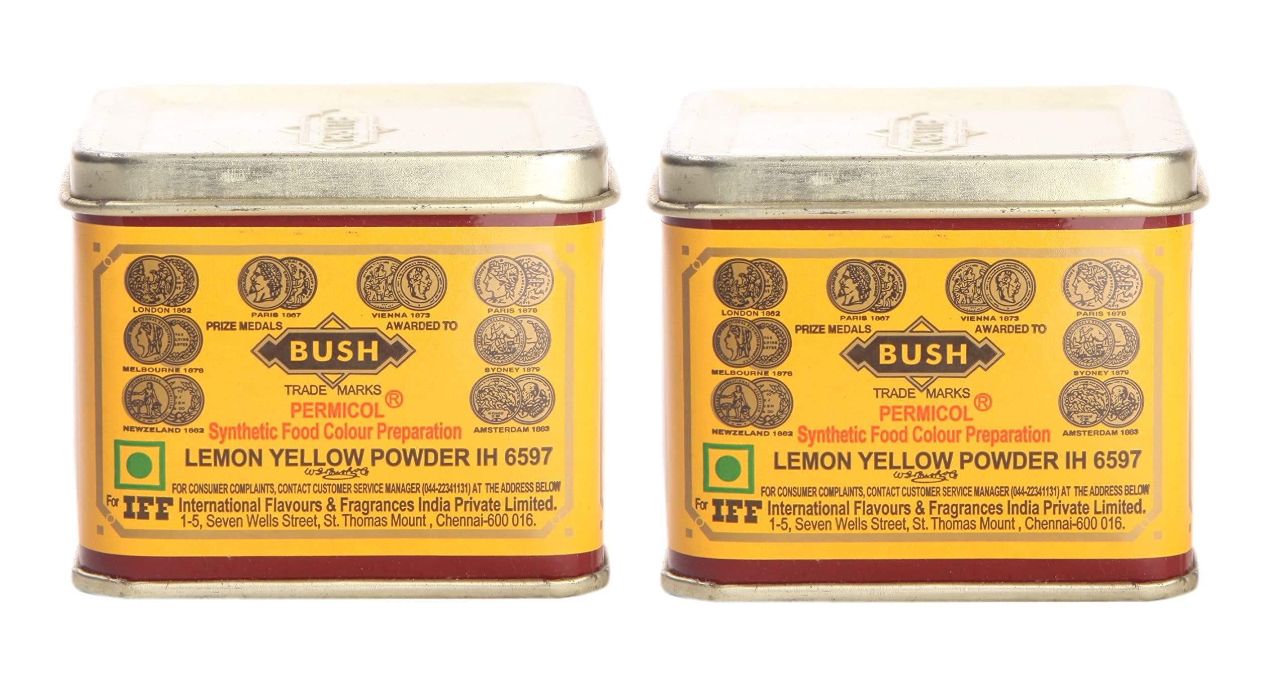 Food Colour Yellow-Pack of 2 Bush Food Color - Lemon Yellow Powder, 100g | Pack of 2