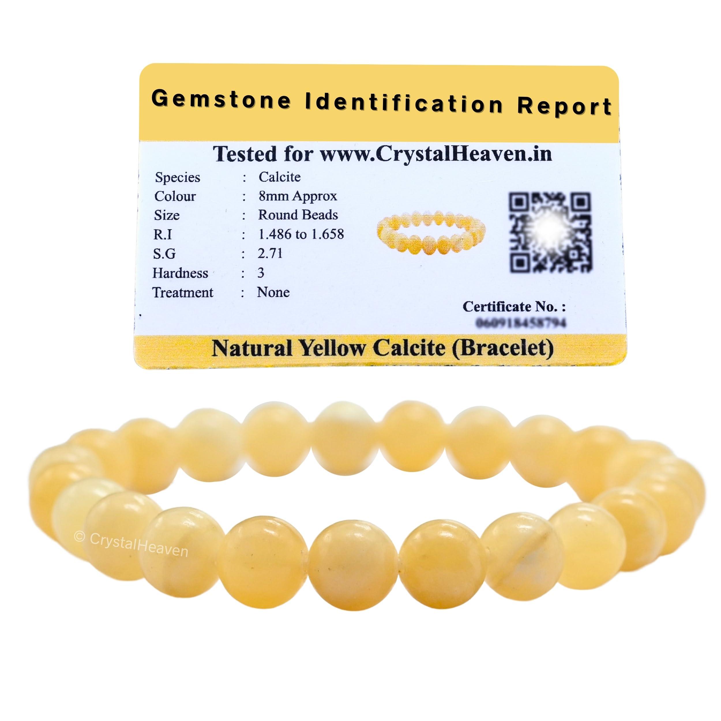 Crystal Heaven Certified Yellow Calcite Bracelet for Women Men with Healing Crystal and Reiki Stone - Beautiful Gemstone Beaded Bracelet for Balance, Harmony & Positive Energy