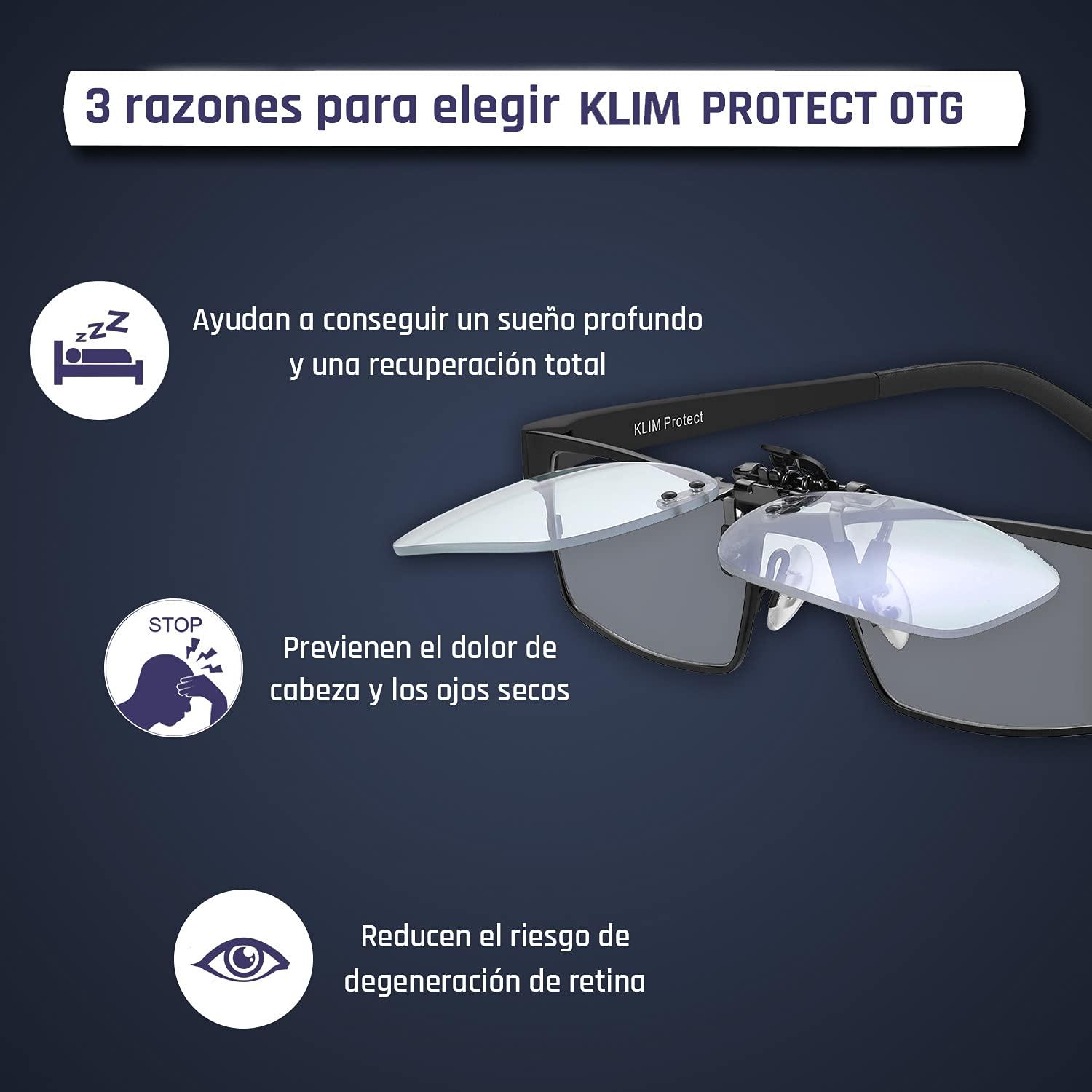 KLIM KLIM Protect OTG Clip-on Glasses to Block Blue Light - NEW 2023 - High Protection Blue Blocker Glasses for Screen - Gaming Glasses PC Mobile TV - Filters Blue Lights