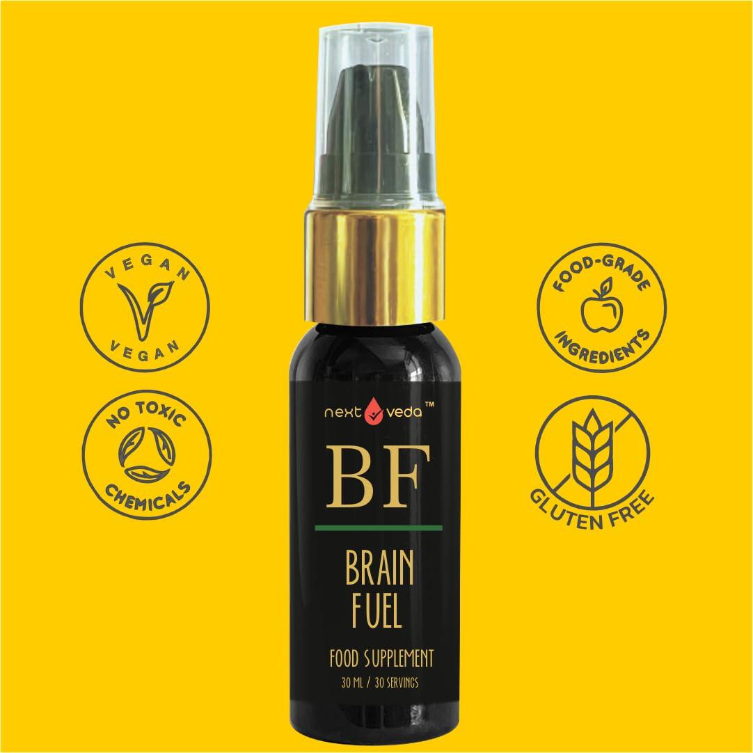 next veda Nextveda Ayurvedic Brain Fuel Food Supplement Spray Concentration (30ml) | Prana Infusion Technology Made Natural Oral Spray For Enhanced Focus | Memory Retention