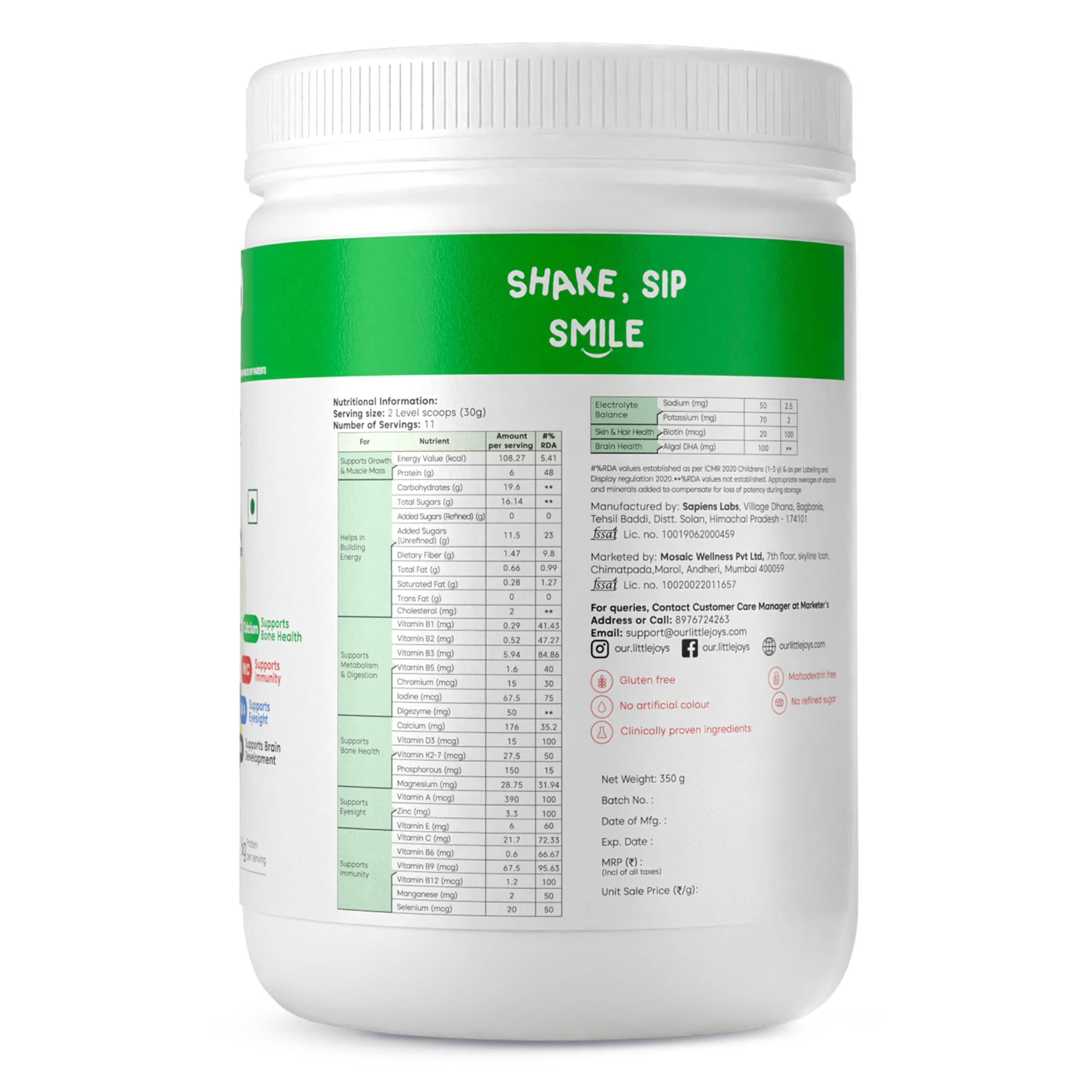 Little Joys Little Joys Nutrimix Nutrition Powder 350g | 2-6 Years | No Refined Sugar | Supports Healthy Growth & Boosts Immunity | With Ragi, Bajra, Almonds & Oats | Strawberry Flavour