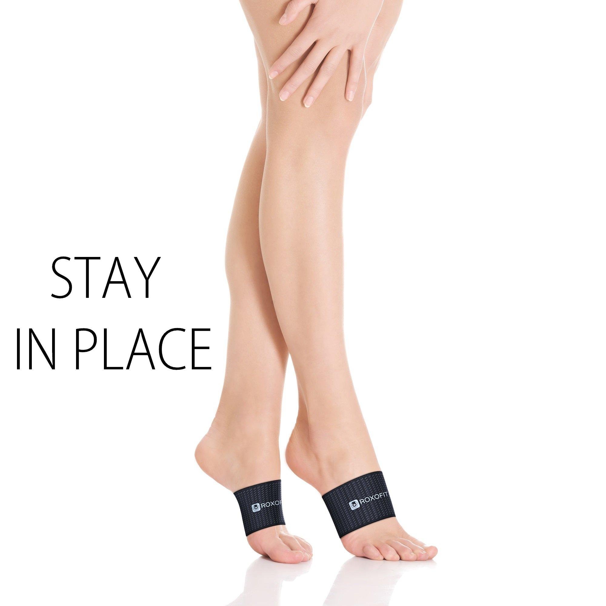 Roxofit ROXOFIT Copper Arch Relief Plus Support Compression Band - Plantar Fasciitis Fit Elastic Foot Sleeve Wrap For Pain, Sore, High, Low Arches, Flat Feet As Seen On TV For Men, Women (White logo, Large)