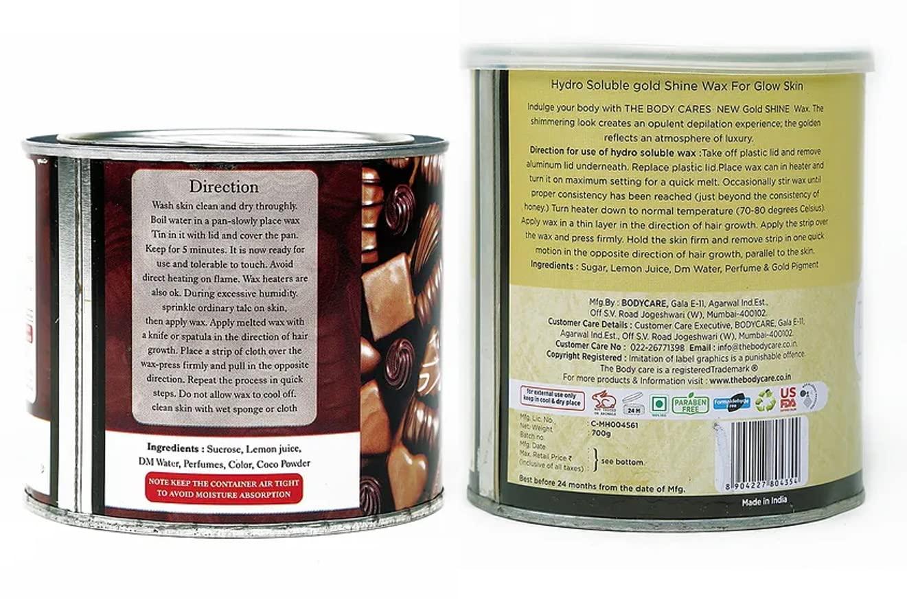 BODYCARE The Body Care Chocolate Wax - 600g & Gold Shine Wax - 700g | Combo Pack | Rich and Radiant Hair Removal