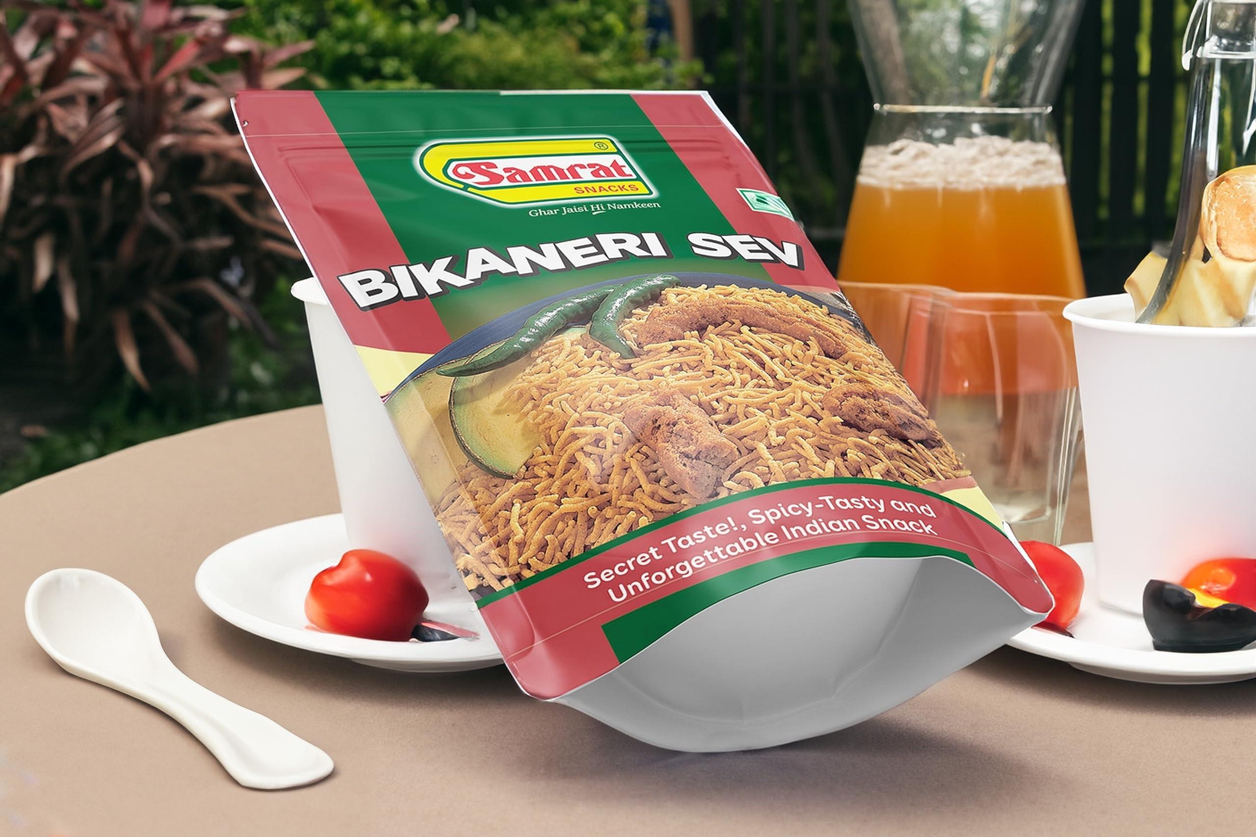 SAMRAT SAMRAT| BIKANERI SEV Crazy Slims Tangy & Crispy Taste Namkeen|Ghar Jaisi Hi Namkeen|Healthy Snacks|Every Day Fresh Indian Snacks |Traditional Indian Snacks| (400G)