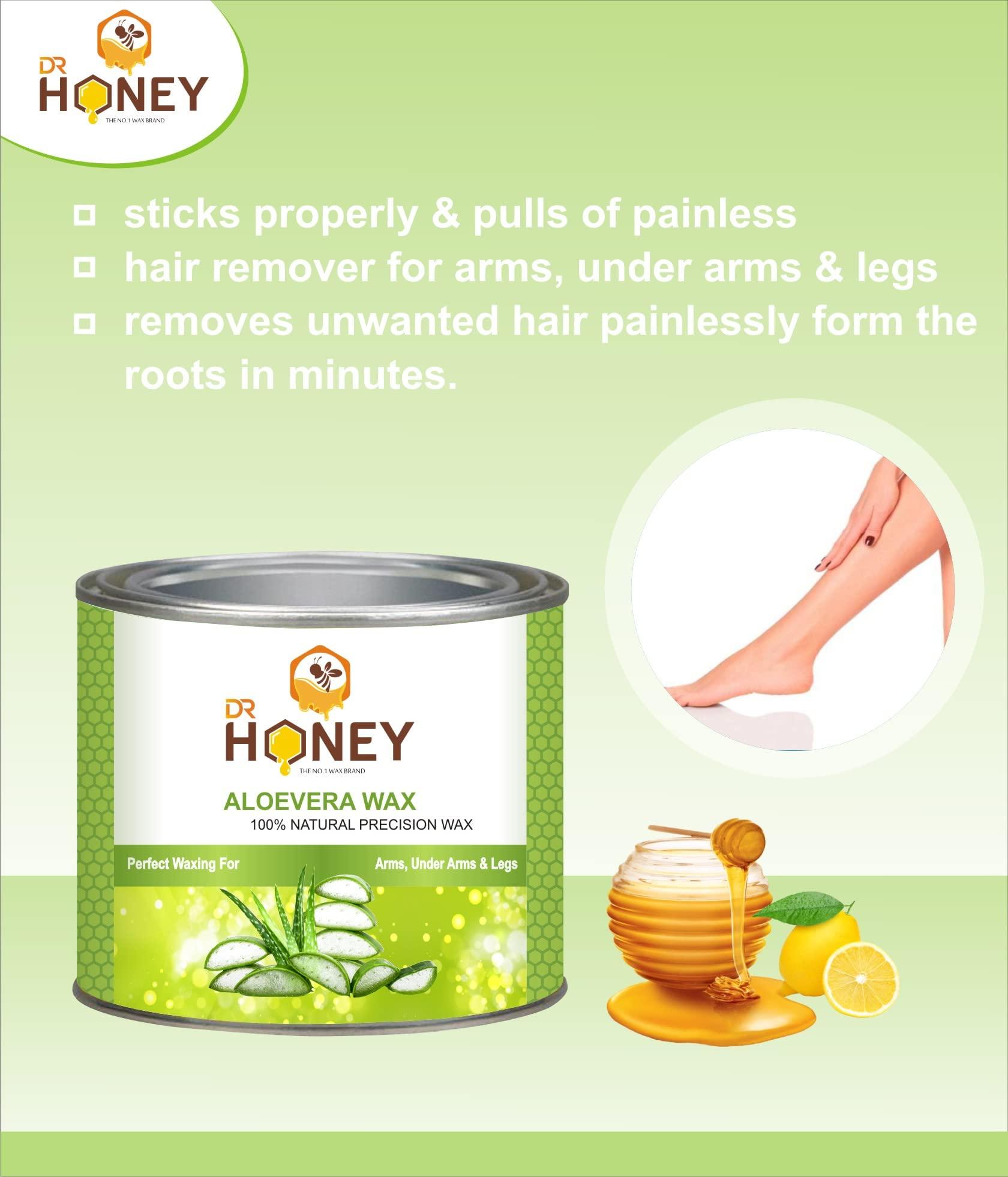 DR HONEY DR HONEY Combo Heater and aloe Vera wax | Hair Removal Waxing Kit Women (green color wax) aloe Vera wax and wax heater strip and stick 600 gram for all skin type full body wax aloe Vera wax