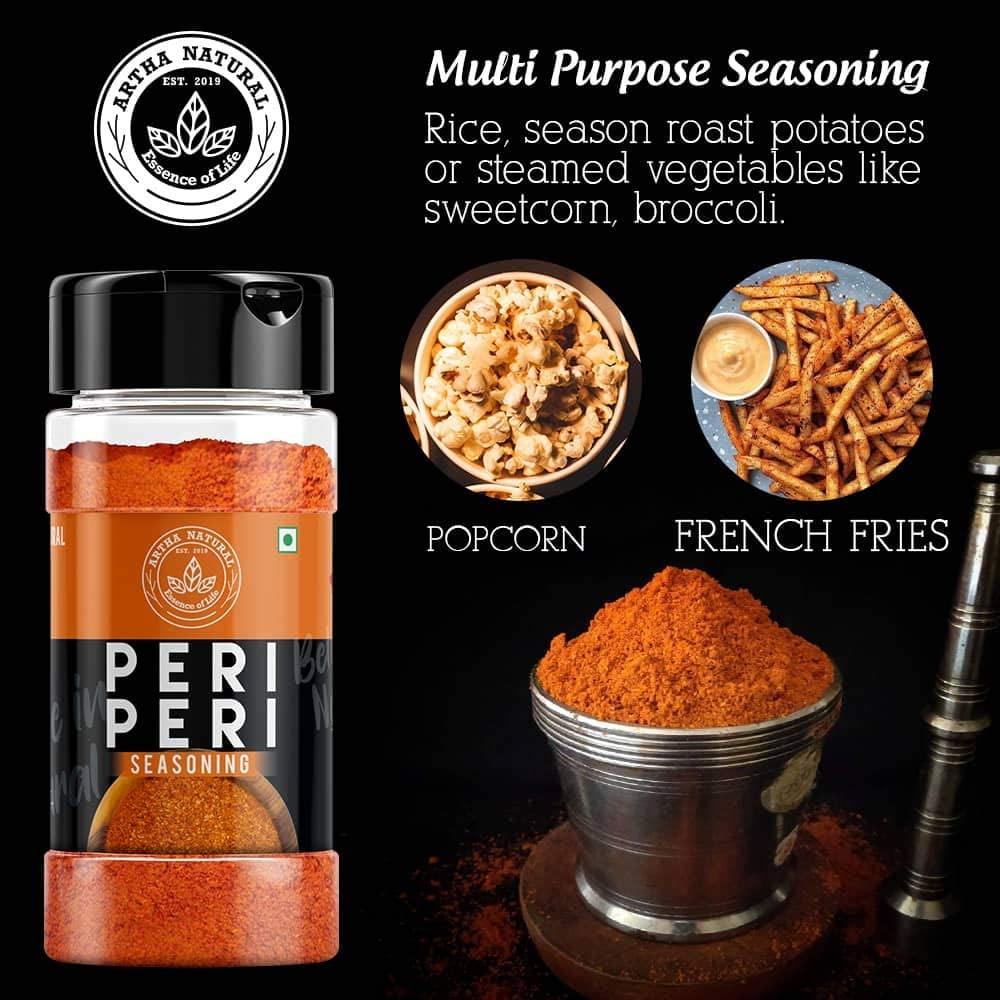 ARTHA NATURAL Artha Natural - Popcorn Seasoning Combo - Cheddar Cheese Seasoning, Butter Onion, Cheese Tomato, Popcorn Masala, Peri Peri Masala [For PopCorn Seasoning, Nachos, Sprinkle on French Fries] - 200g each (1000g)