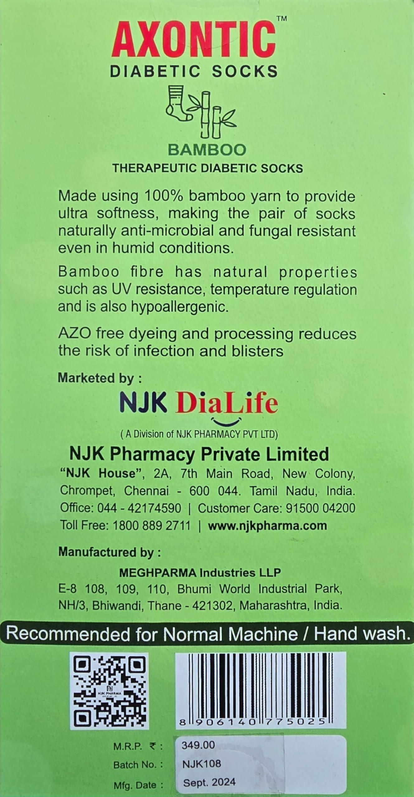 AXONTIC AXONTIC Bamboo Diabetic Socks for UV Protection | Eco-Friendly | Non-irritative Toe Seam | Naturally Antimicrobial | Hypoallergenic | Cushioned | Ventilation Mesh |Single Per Pack (Almond Frost)