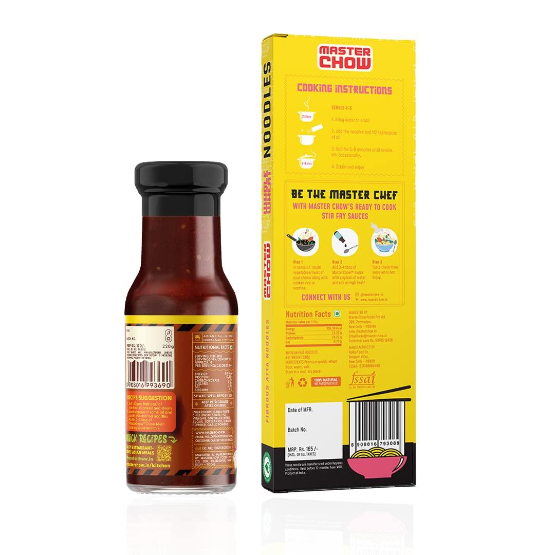 MasterChow MasterChow Chowmein Noodles - Chowmein Sauce & Healthy Whole Wheat|All Natural Ingredients|Get Street Style Chowmein In Just 10 Minutes - 300 Gram