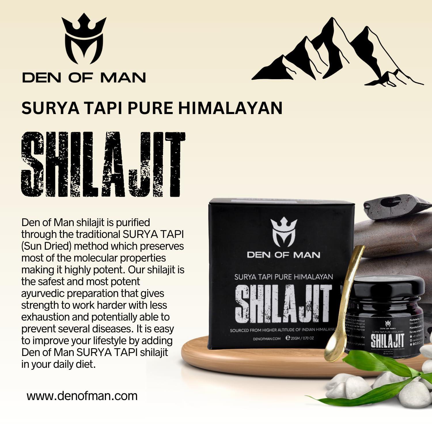 Den of Man Den of Man Sun Dried Himalayan Shilajit Resin For Stamina & Energy, Rich in Fulvic Acid, 20gm