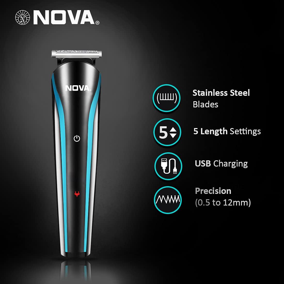 Nova NOVA NG 1152 Cordless Rechargeable: 60 Minutes Runtime Multi Grooming Trimmer for Men ( Black or blue )
