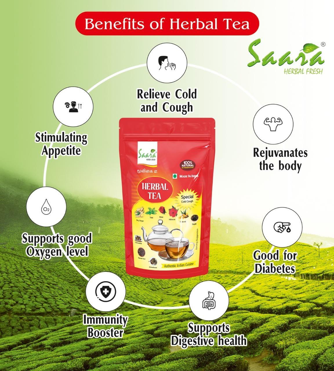 SAARA Saara HERBAL FRESH Herbal Tea, 800g, Exquisite Blend of 20 Herbs,Relieve Cold and Cough, Immunity Booster,(pack of 8 x 100g)