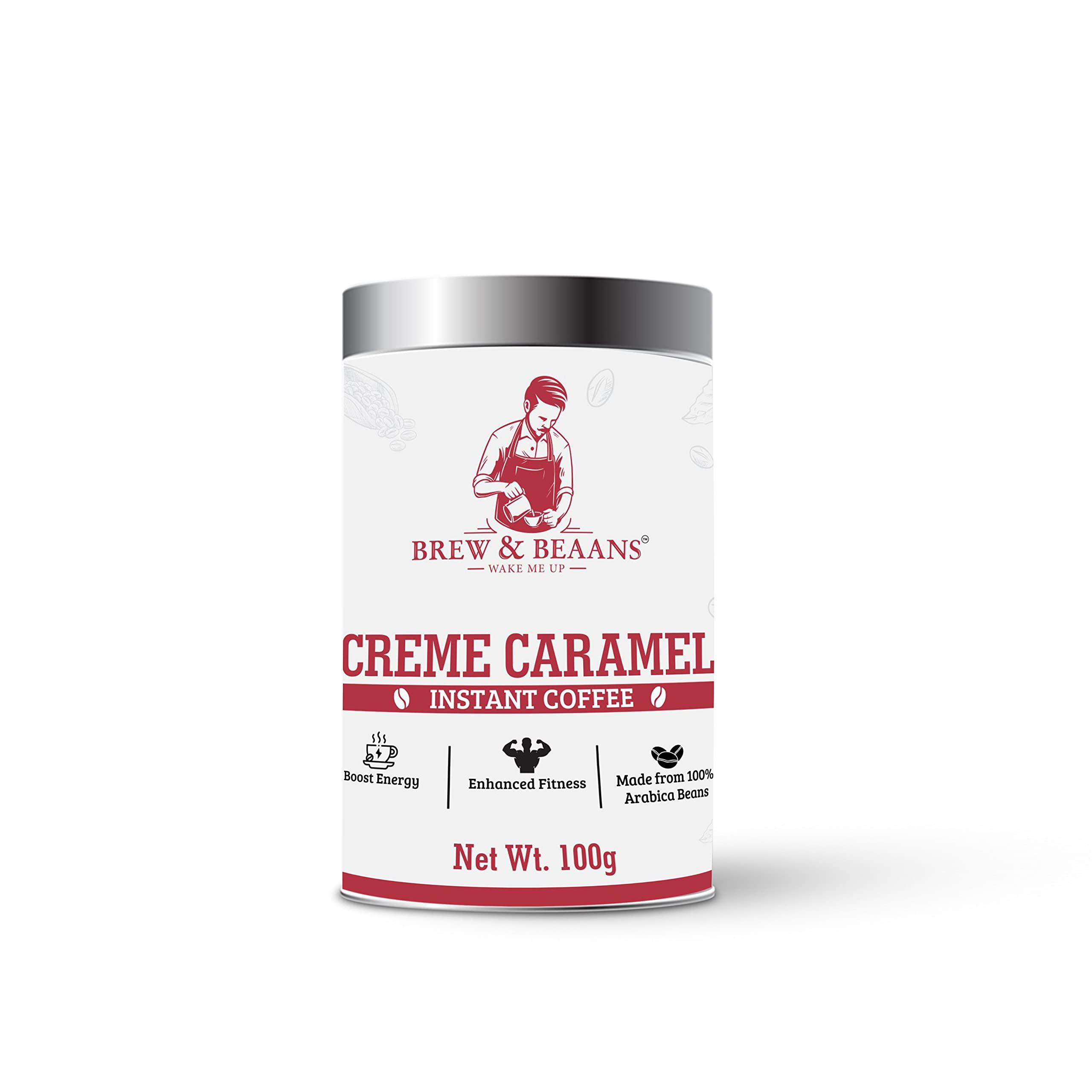 Brew & Beaans Brew & Beaans Caramel Instant Coffee | 100% Arabica Beans | Medium Roasted | 100 Gm Tin Can