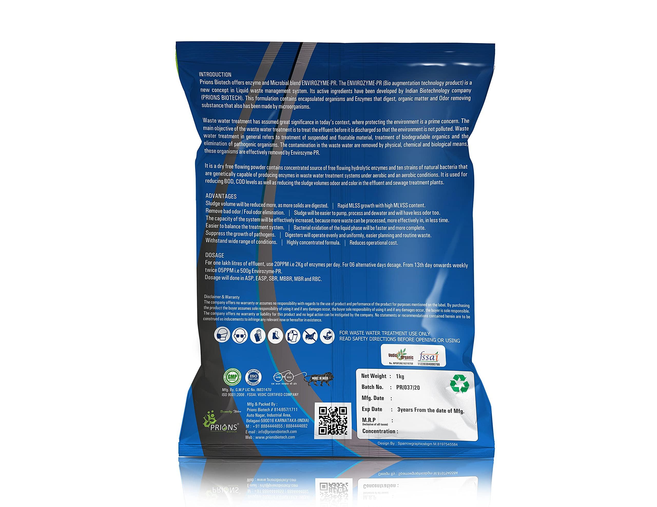 PRIONS BIOTECH Prions Biotech Envirozyme - PR, Enzymes for Biological Treatment Of Sewage Treatment (STP) And Effluent Treatment (ETP) - 1 Kg