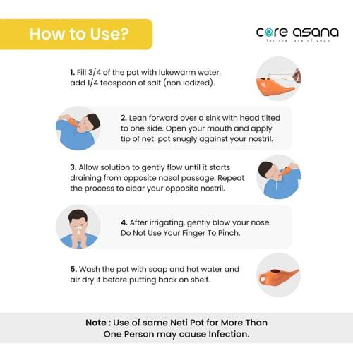Core Asana Core Asana Ceramic Jal Neti Pot Non-Metallic and Lead Free Comfortable Grip Natural Treatment for Sinus Congestion, Yoga Neti Pot (Amber)