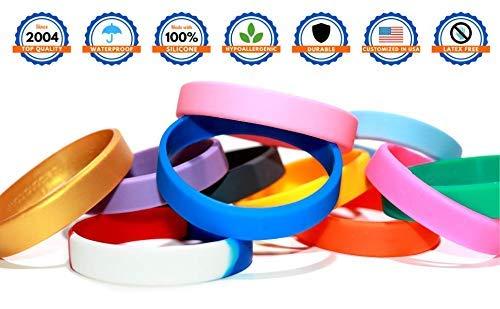 Reminderband Reminderband Classic Custom 100% Silicone Wristband - Personalized Silicone Rubber Bracelet - Customized, Events, Gifts, Support, Causes, Fundraisers, Awareness - Men, Women, Kids