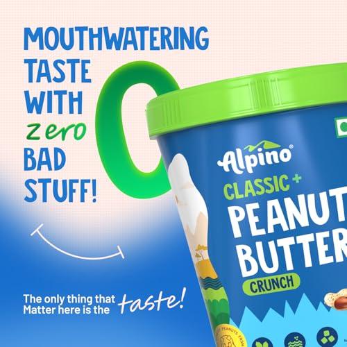 Alpino ALPINO Classic Peanut Butter Crunch 200 G - Roasted Peanuts, Brown Sugar & Sea Salt - 24g Protein, Gluten Free Plant Based Peanut Butter Crunchy