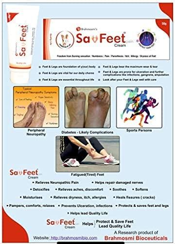 Cheryl laboratories pvt.ltd Brahmosmis SavFeet Cream for Men & Women\'s Burning Feet, Tingling, Numbness, Sore Feet, Dry Itchy Legs, Cracked Heels 50Gm