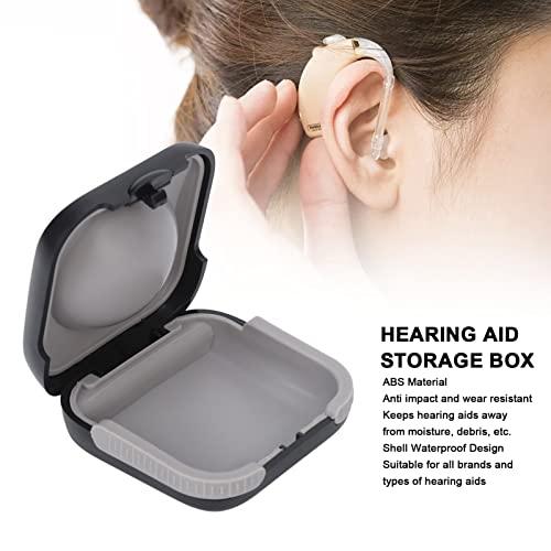 Jimdary CIC Hearing Aid Storage Box, Hearing Aid Case Waterproof Protection Black Impact Resistant for Travel