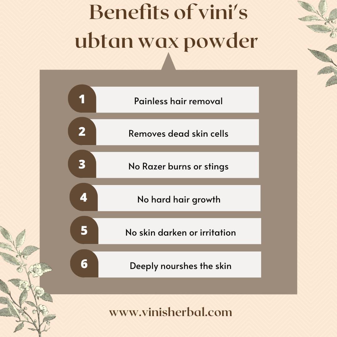 Vini's Herbal Vini\'s Herbal- Natural Hair Remover Powder | Painless Formula for Body, hands, legs | Sulphate& Paraben Free - 100 gm