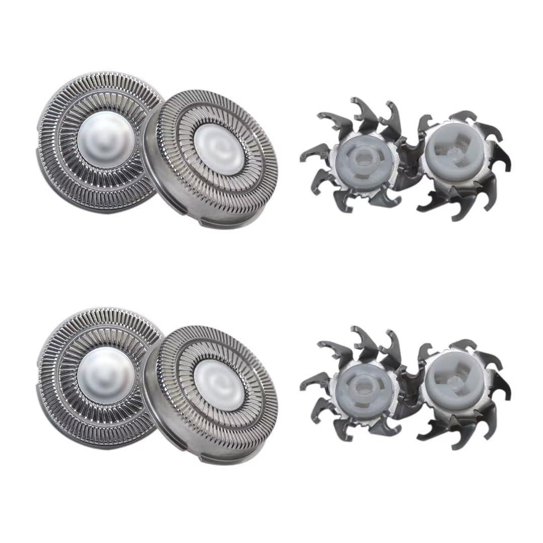 BLUE ELF 4Pcs Shaver Head Blades Replacement for Skull Shaver Pitbull Silver PRO for Men,Wet/Dry 4 Razor Hair Trimmer