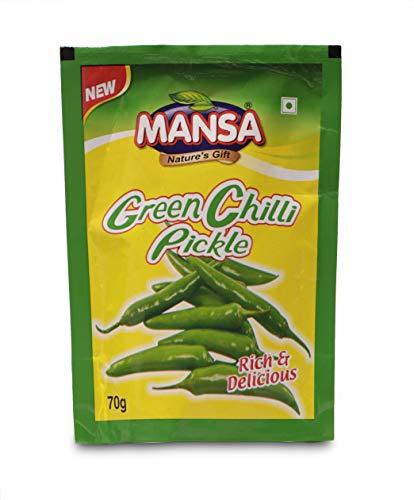 MANSA Green Chilli Pickle , Mango Pickle and Mix Pickle in Combo (Pack of 5)(Each Packet Contains 70 gm)