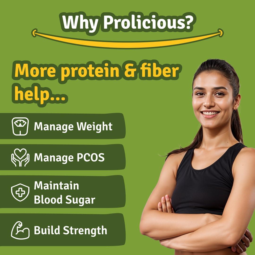 Prolicious Prolicious Nuts & Seeds Bar | 10 grams Protein & 4 grams Fiber | No Refined Sugar | Plant Based | Natural Ingredients | Pack of 6, 50 grams each