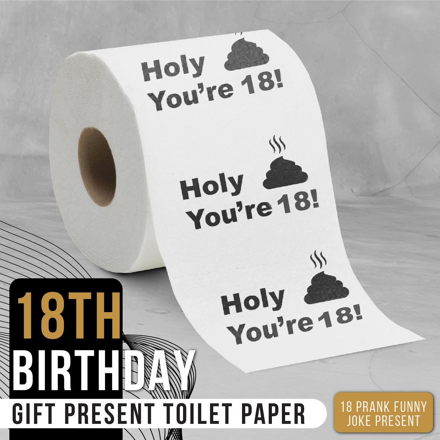 Warm Welcome 18th Birthday Gift Present Toilet Paper - Happy Eighteenth 18 Prank Funny Novelty Gag Joke Gift - Holy Crap