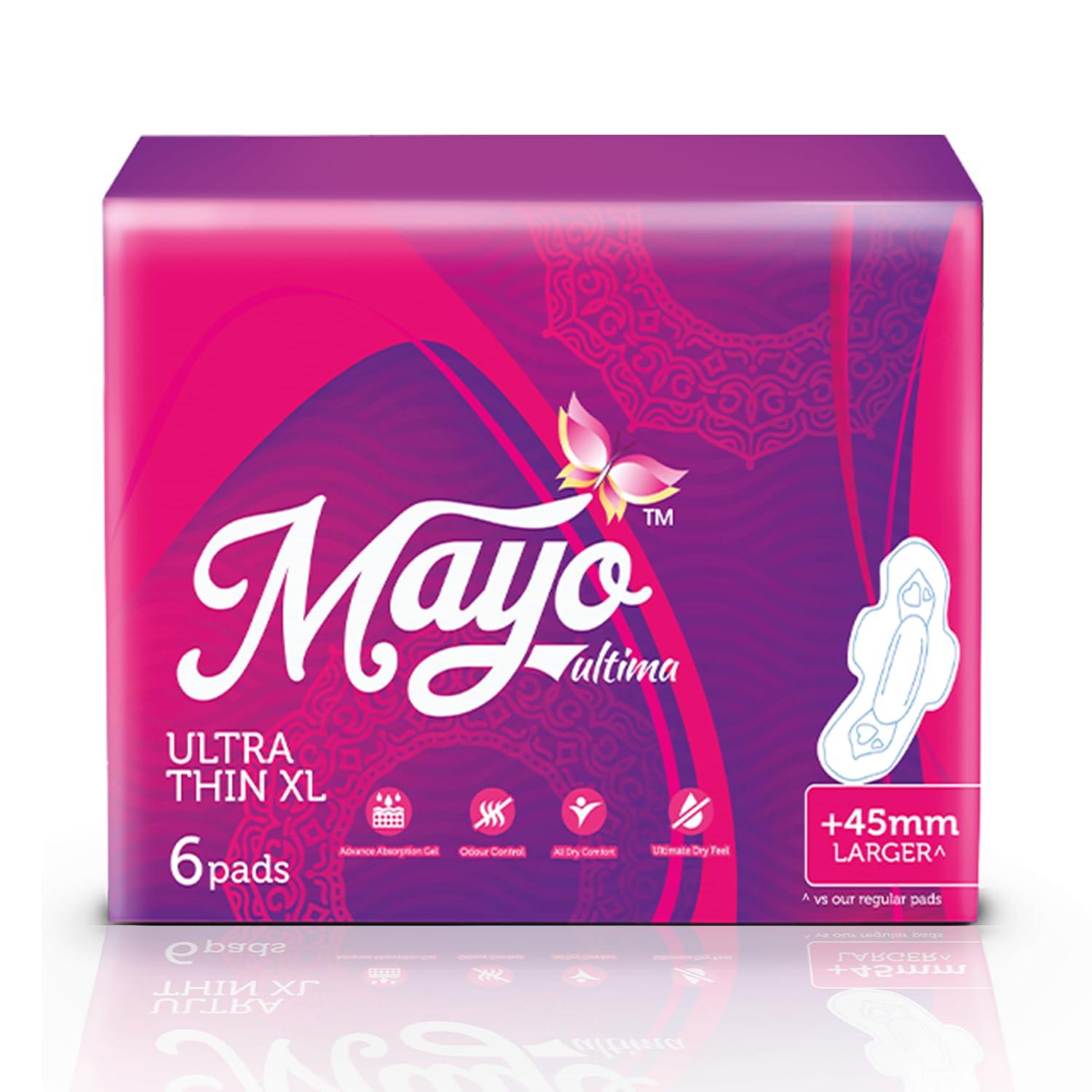 MAYO ULTIMA MAYO ULTIMA Ultra-Thin Sanitary Pads for Women/Girls - 66 Pads XL size | Heavy Flow Pads for Women | Leak Proof Sanitary Absorption Pads