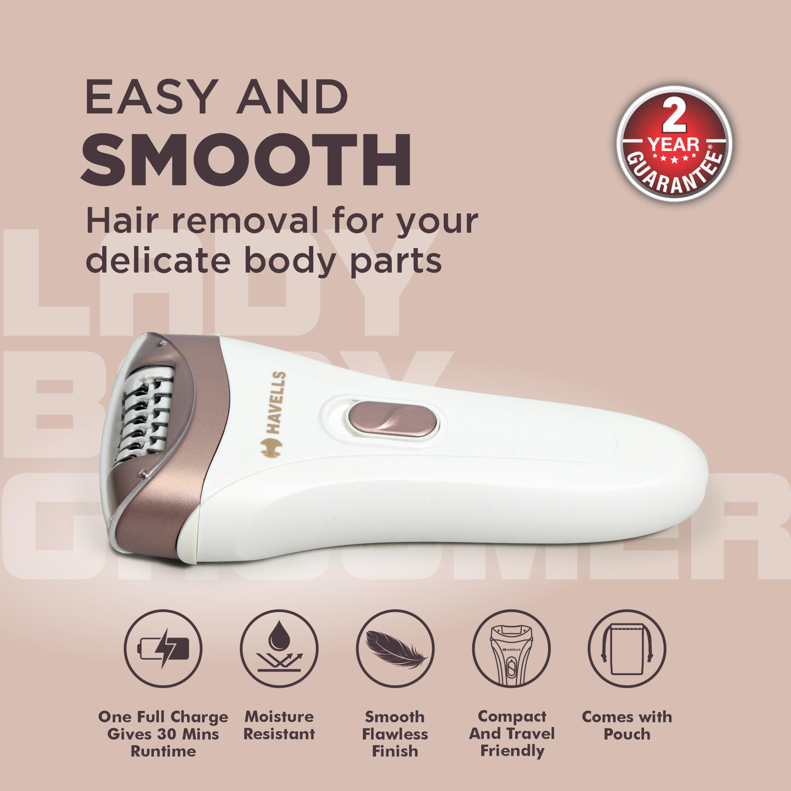 Havells Havells FD5051 Epilator, Hair Removal for Women, Wet & Dry, Cordless, Rechargeable (White)