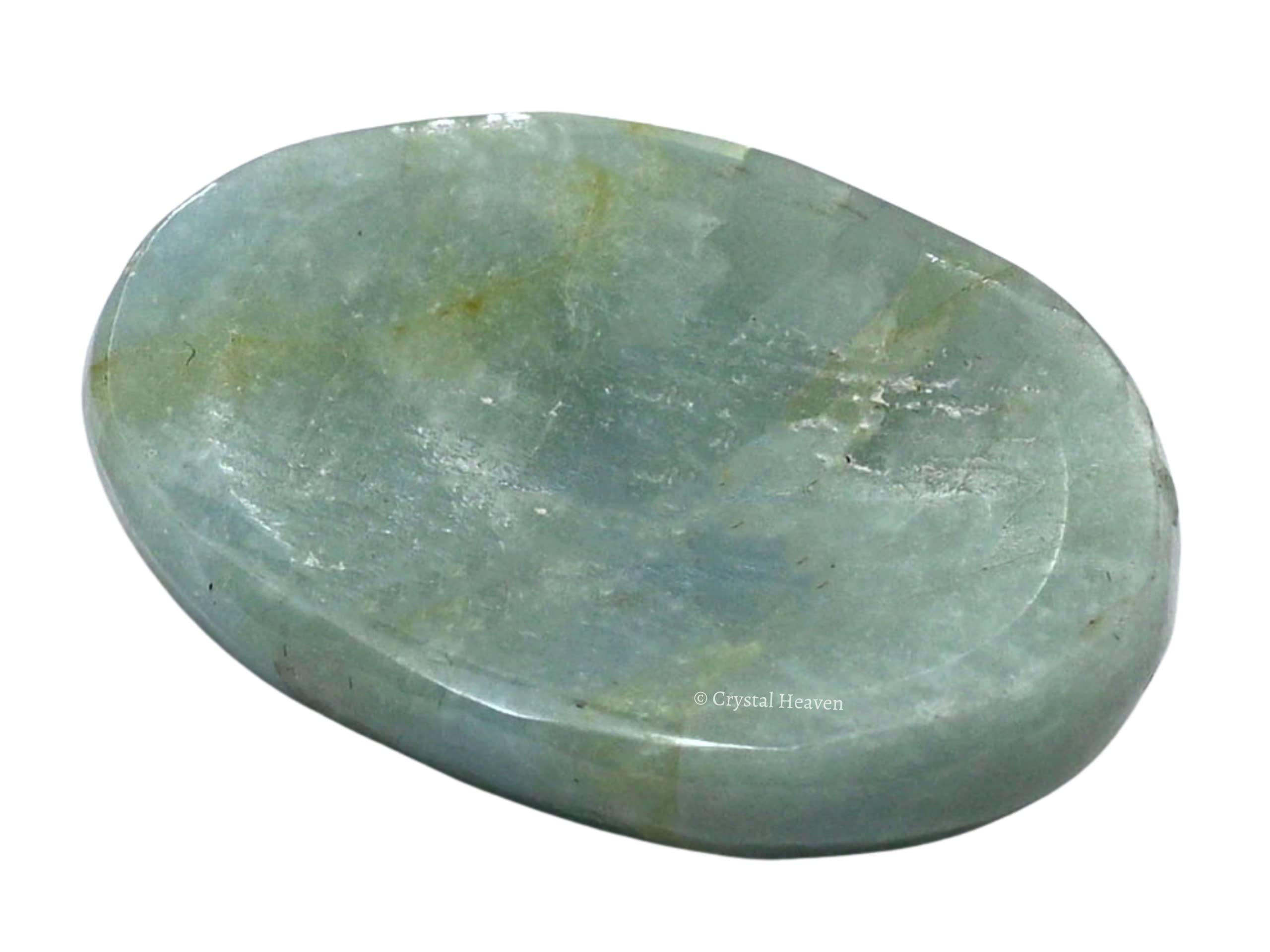 Crystal Heaven Certified Aquamarine Crystal Thumb Worry Pebbles Stones for Anxiety Stress Relief Massage - AAA Grade Original Healing Gemstone Agate Rubbing Stone for Yoga Meditation Spiritual Reiki Feng Shui