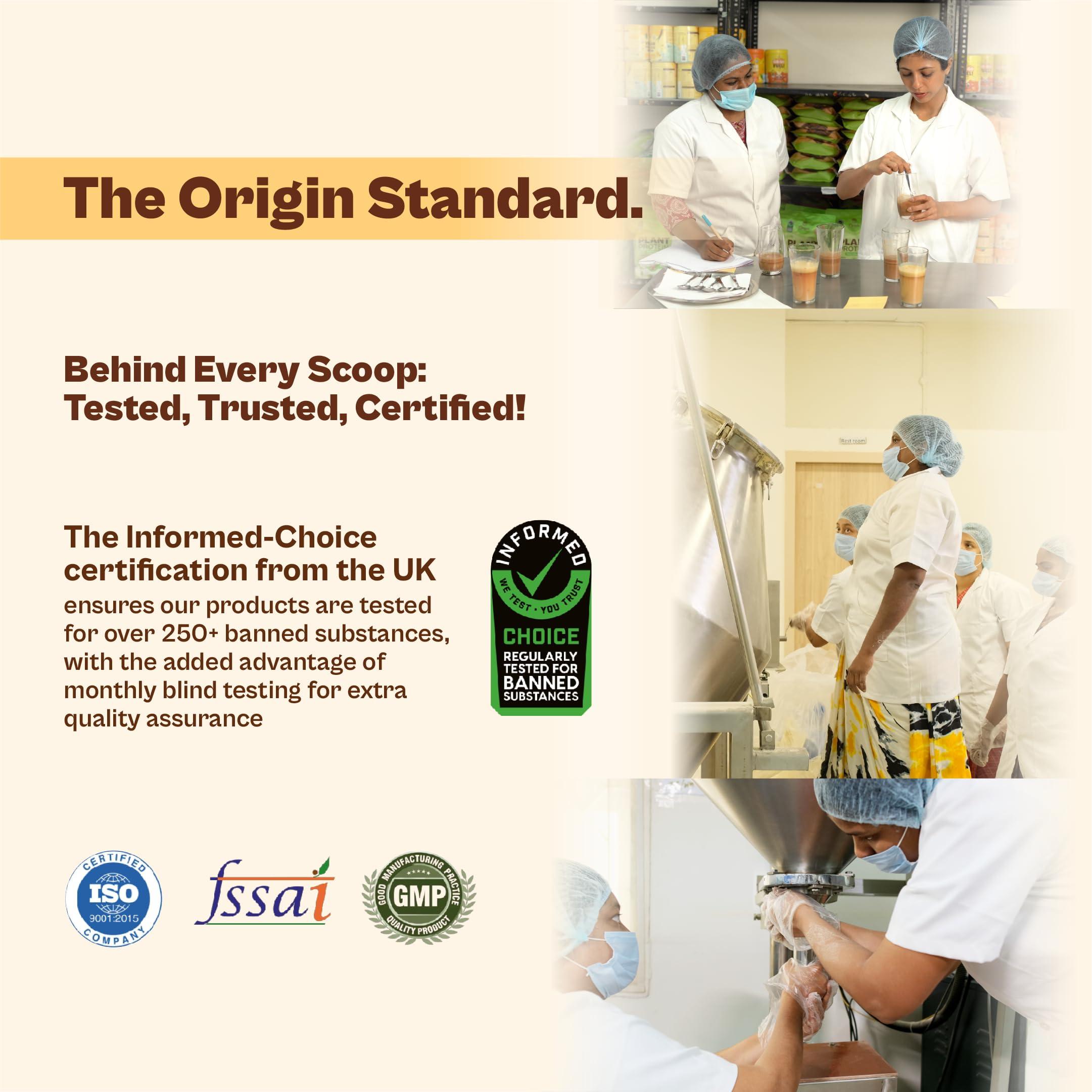 ORIGIN NUTRITION Origin Nutrition 100% Plant Protein Powder, Strawberry Flavour with 25g Plant Based Protein, Gluten Free, Dairy Free, No Added Sugar, Soy Free, Non - GMO, 7 Servings, 286g