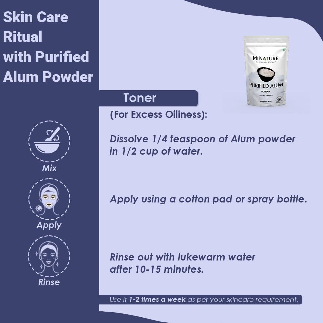 minature Alum Powder by mi nature | Purified Fitkari Alum powder (phitkari) for Skin Care |Water Purify| Pure Alum powder Cruelty Free |Pack of 2 (227g Each)