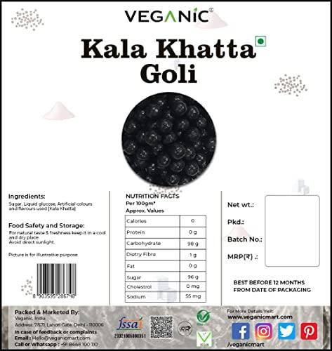 Veganic Veganic Kala Khatta Goli | Digestive Fatafat Goli - 400GM | Black Sweet & Sour Ayurvedic Digestive Candy Balls | Khatti Mithi Goli